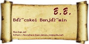 Böcskei Benjámin névjegykártya