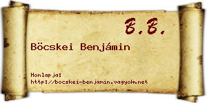 Böcskei Benjámin névjegykártya